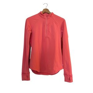 REI Women's Quarter Zip Pink Salmon Jacket With Thumb Holes